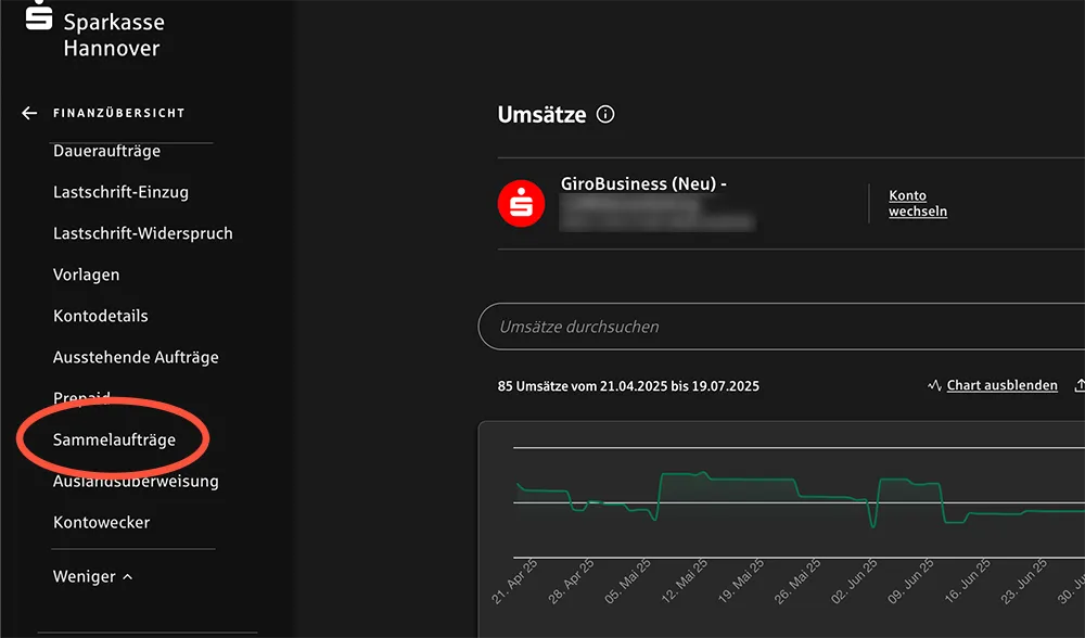 Sparkasse Sammelaufträge