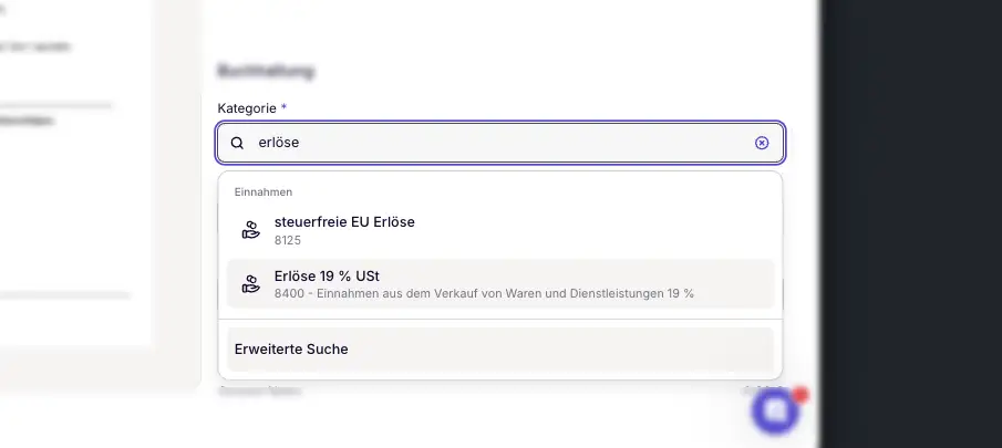 Erlöse 19% USt für Einnahmebeleg beim sevdesk Rechnungsimport